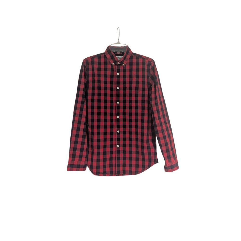 Express Soft Wash RedBlack BuffaloPlaid Button Down Shirt Men’sSmall 100% Cotton - Picture 2 of 5
